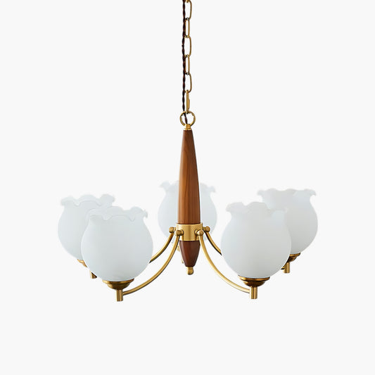 Tulips Wood Vintage Crystal Chandelier