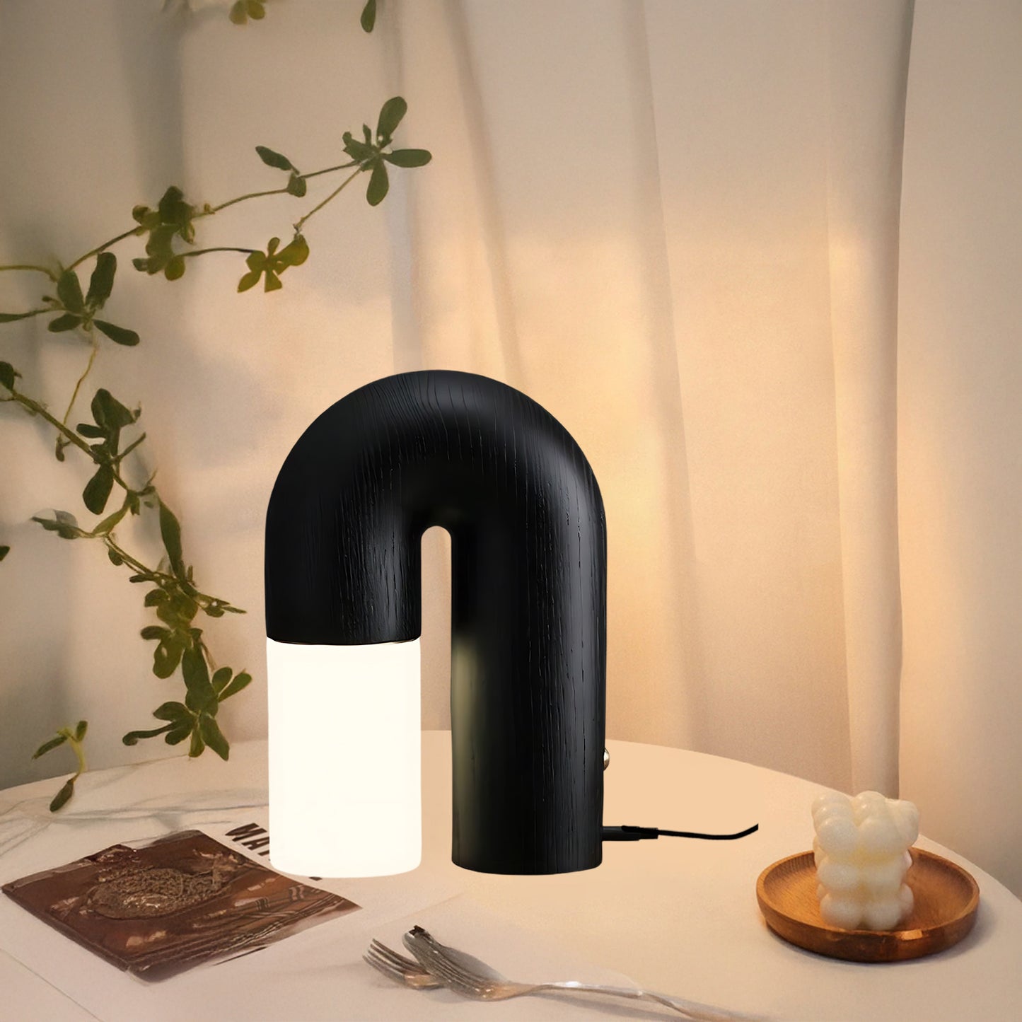 U Shaped Door Luxury Wood Table Lamp