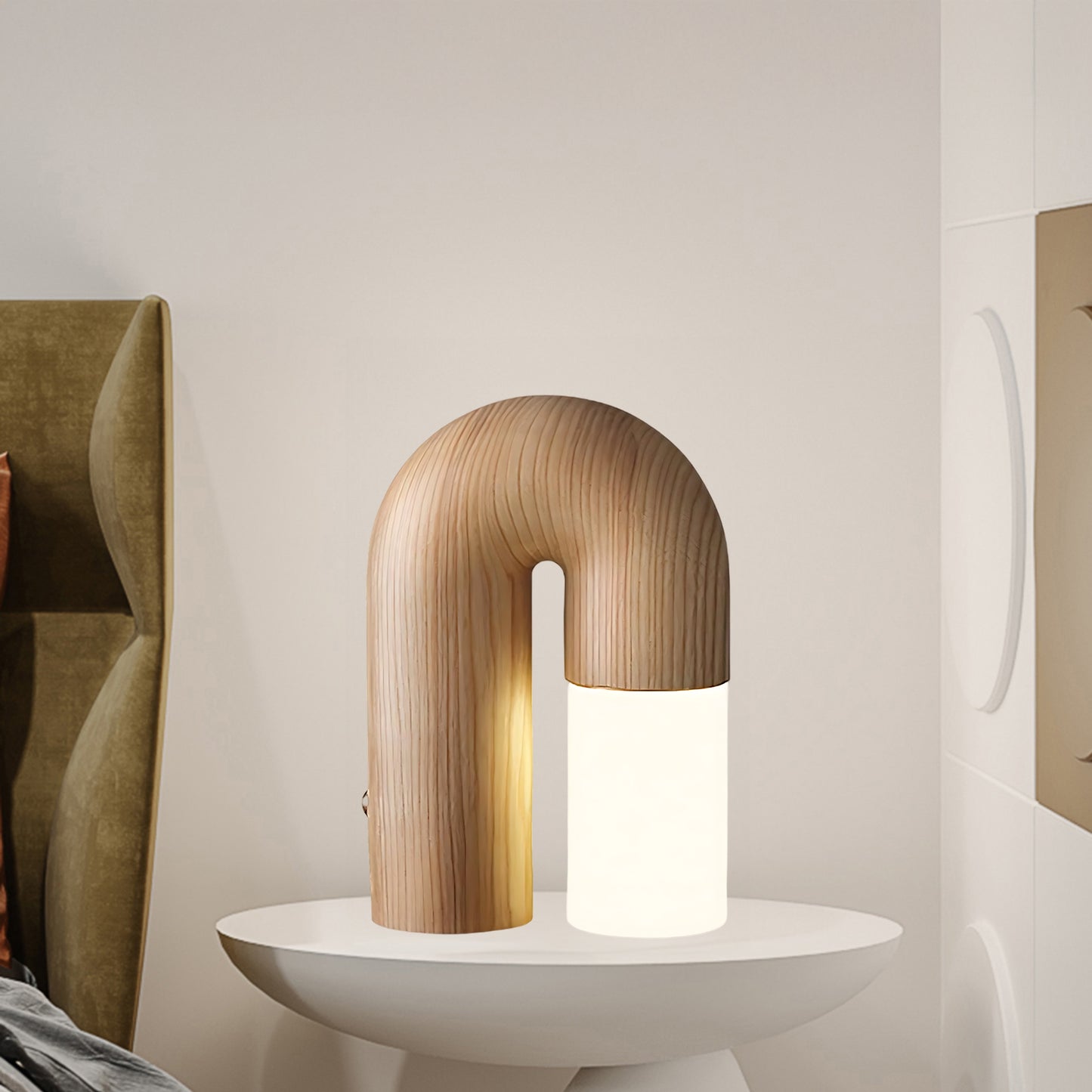 U Shaped Door Luxury Wood Table Lamp