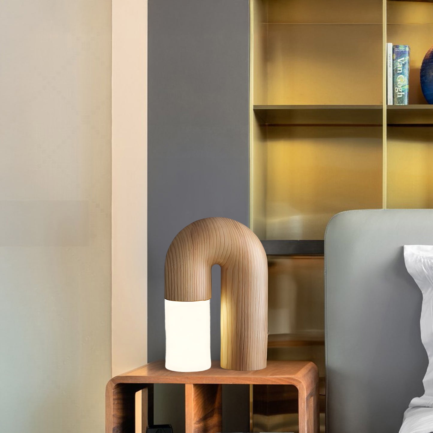 U Shaped Door Luxury Wood Table Lamp