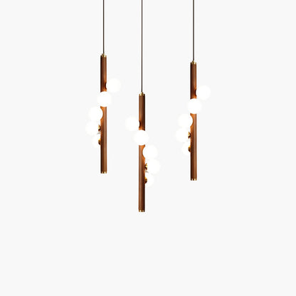 Vertical Orb Timber Eclectic Crystal Pendant Lamp