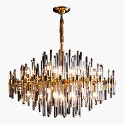 Vintage Antique Brass Modern Crystal Chandelier