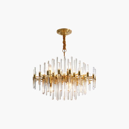 Vintage Antique Brass Modern Crystal Chandelier