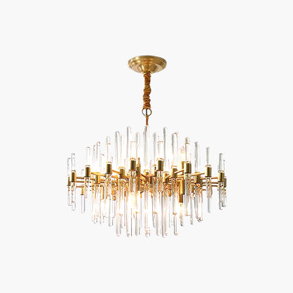 Vintage Antique Brass Modern Crystal Chandelier