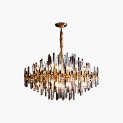 Vintage Antique Brass Modern Crystal Chandelier