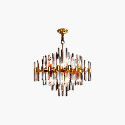 Vintage Antique Brass Modern Crystal Chandelier