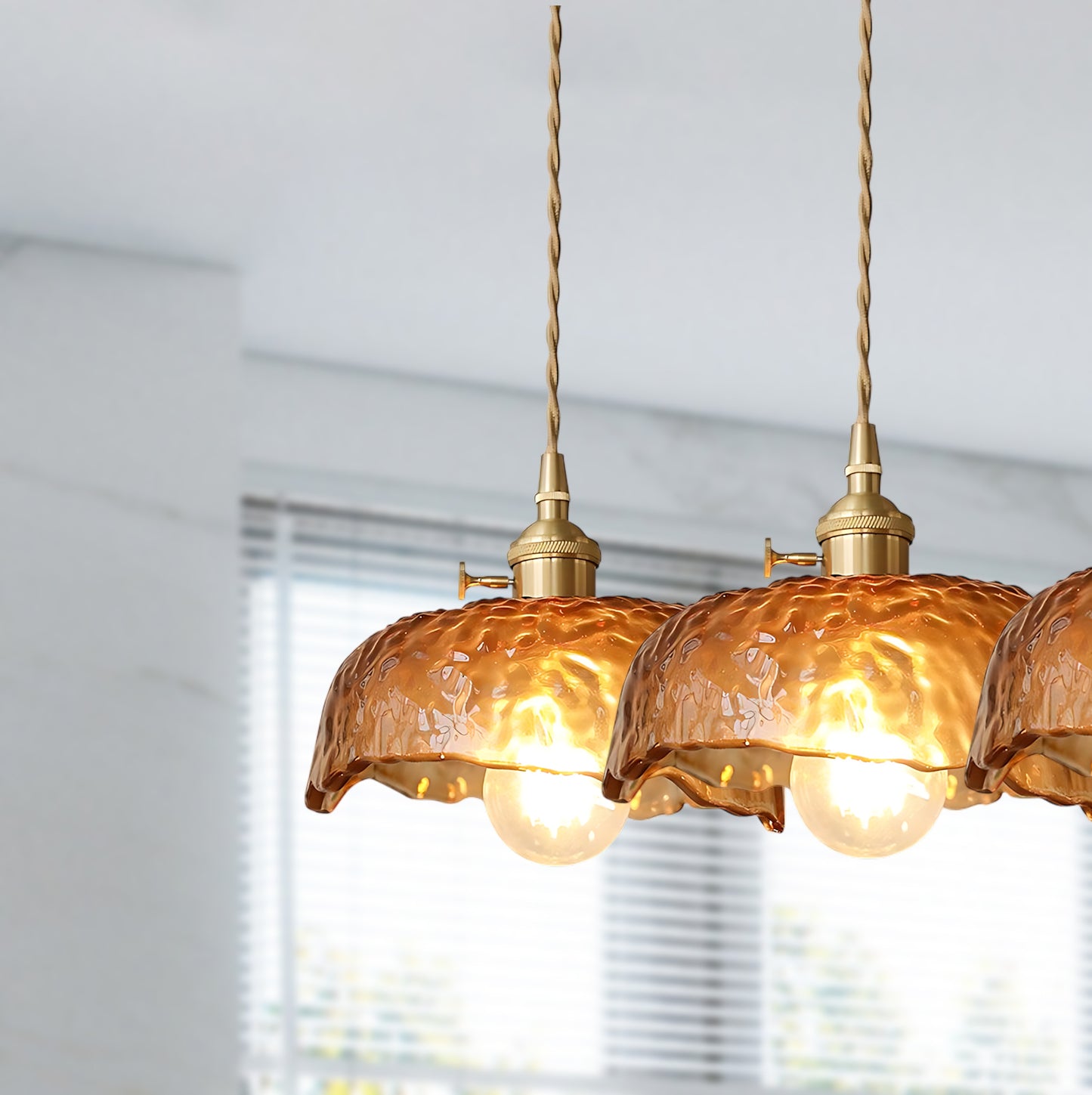 Vintage Brown Rustic Crystal Pendant Light