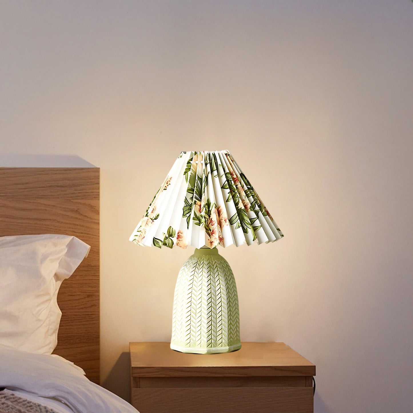 Pleated Vintage Clay Table Lamp