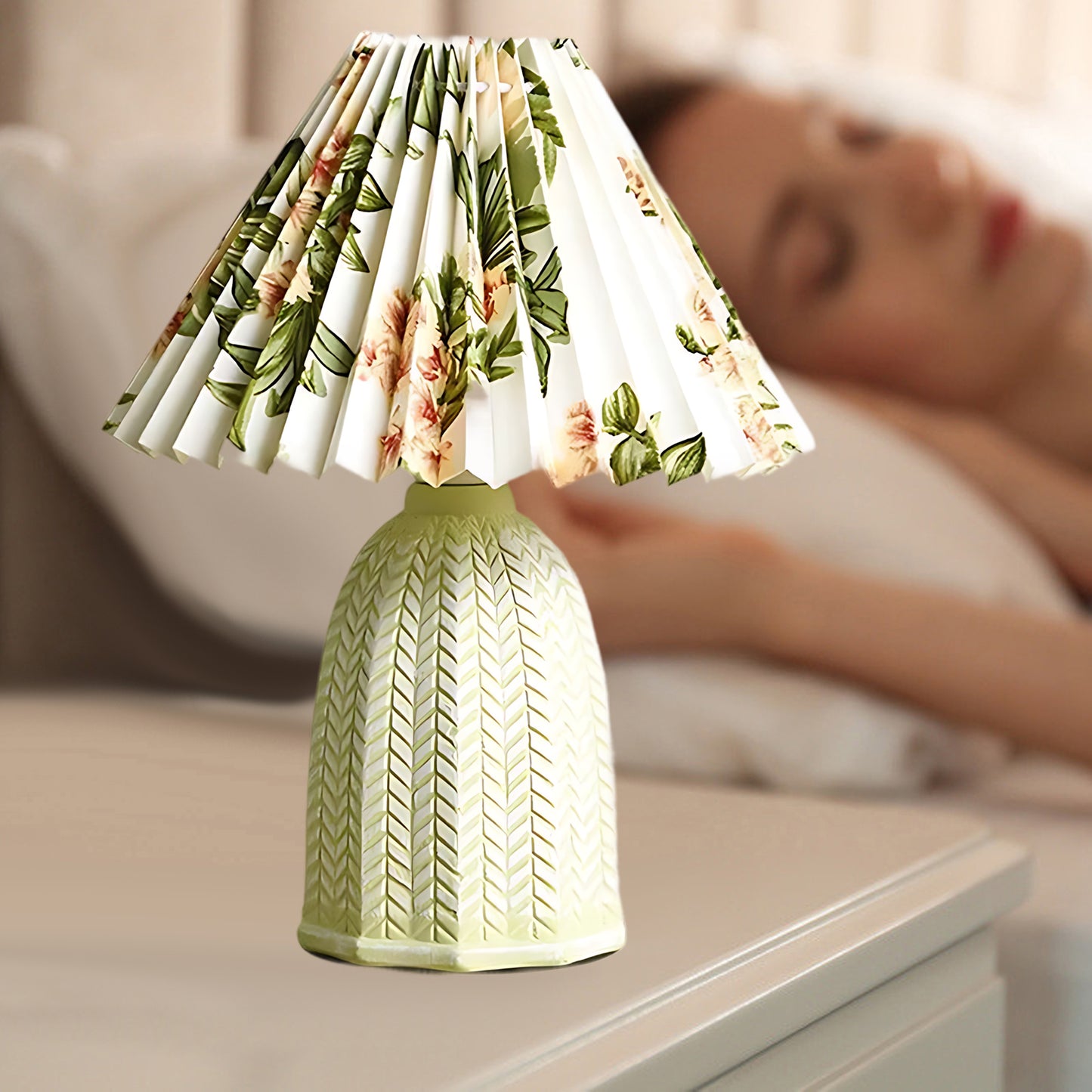 Pleated Vintage Clay Table Lamp