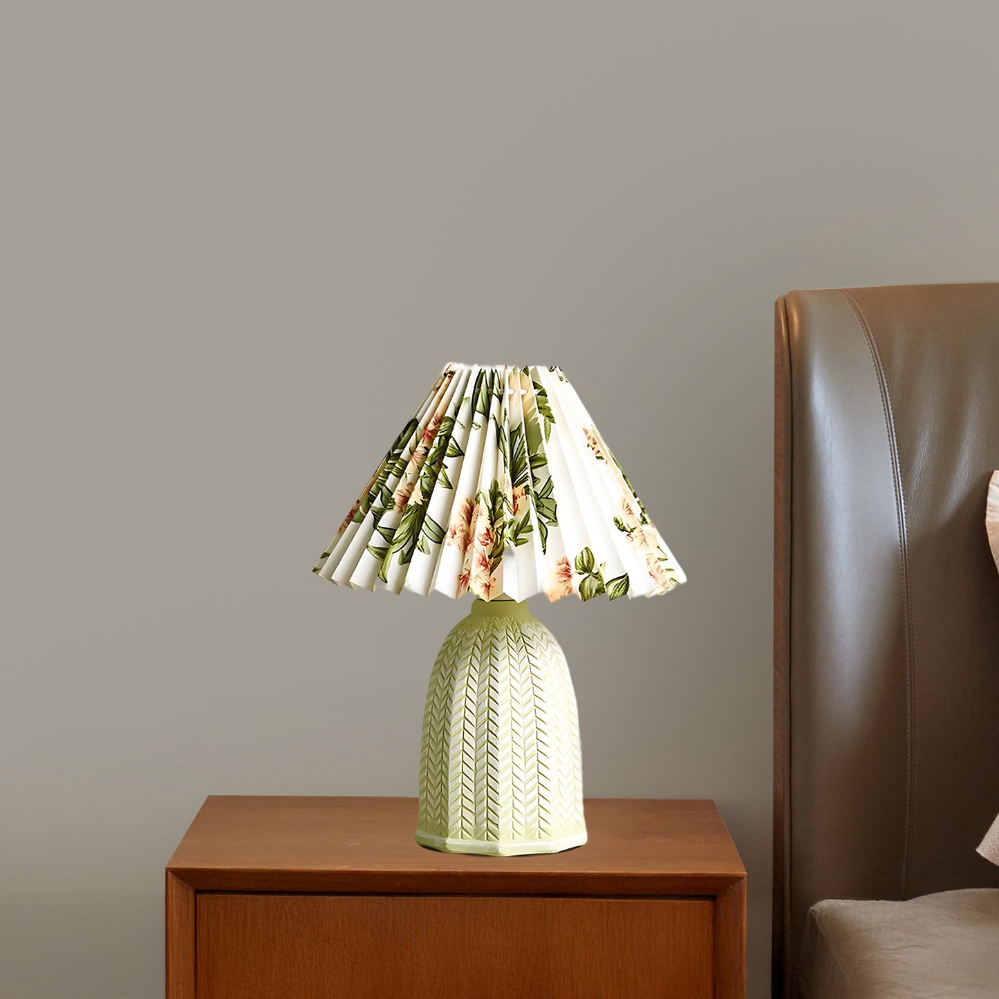 Pleated Vintage Clay Table Lamp