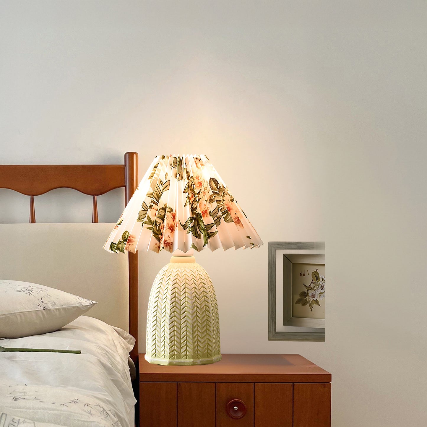 Pleated Vintage Clay Table Lamp