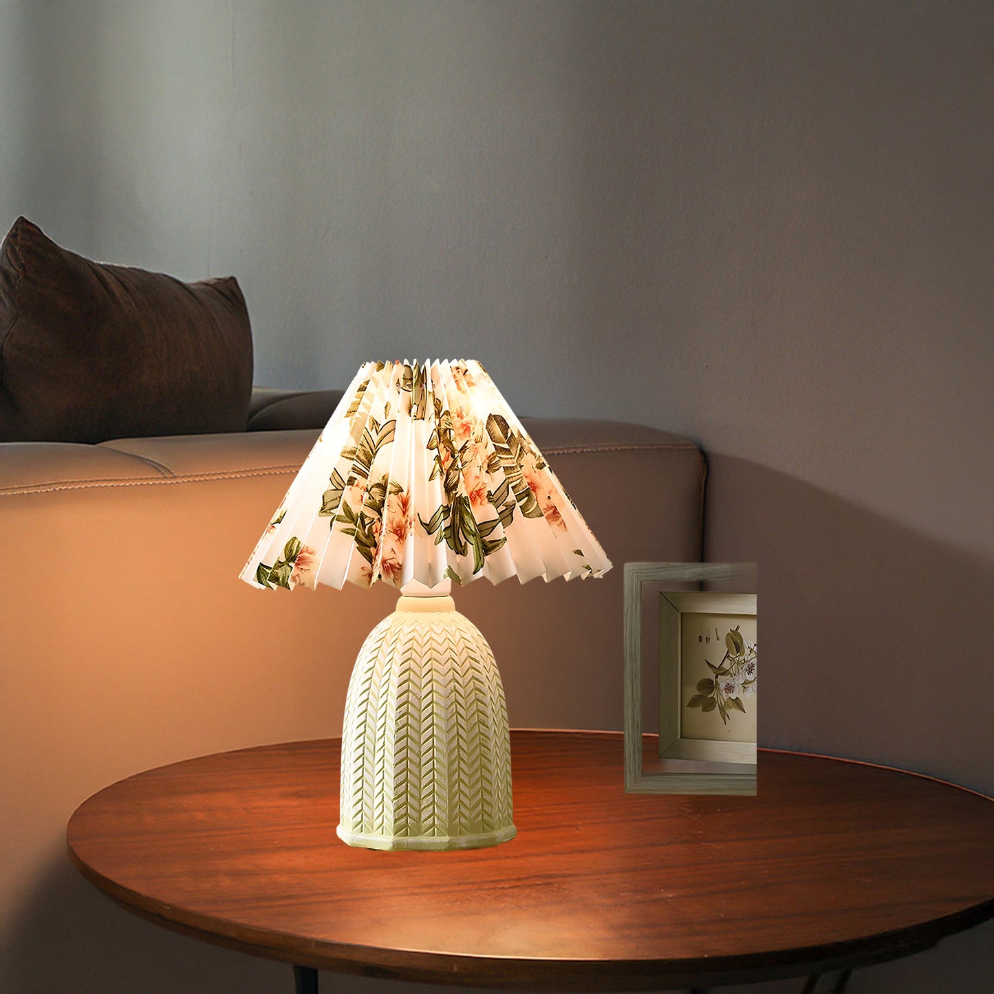 Pleated Vintage Clay Table Lamp