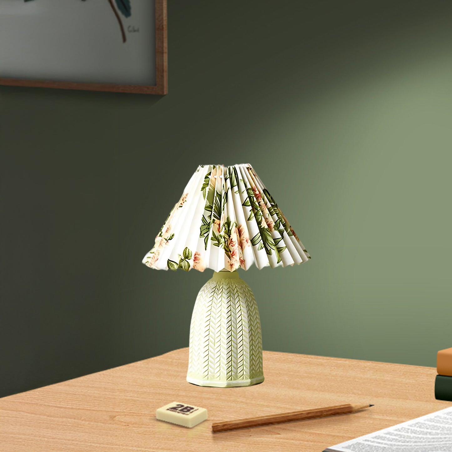 Pleated Vintage Clay Table Lamp