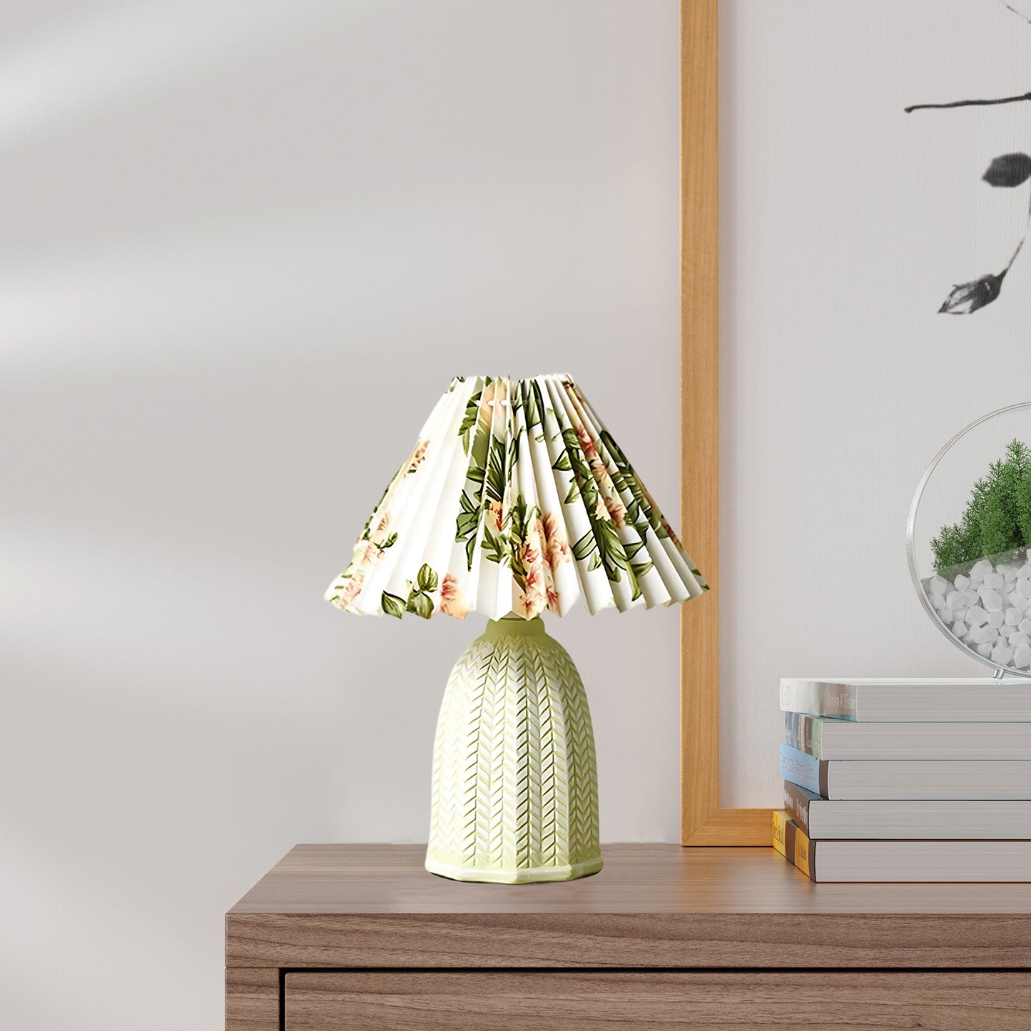 Pleated Vintage Clay Table Lamp