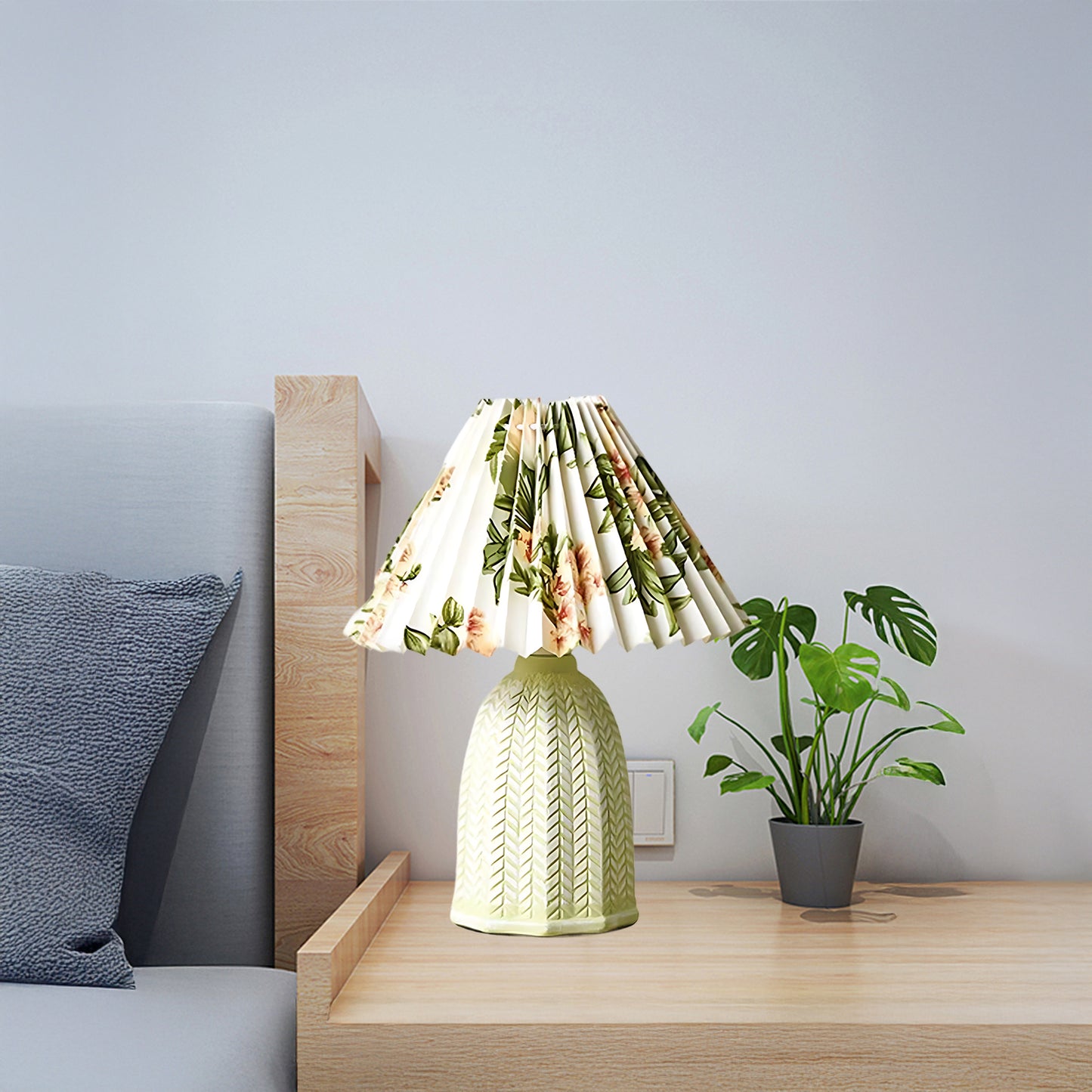 Pleated Vintage Clay Table Lamp