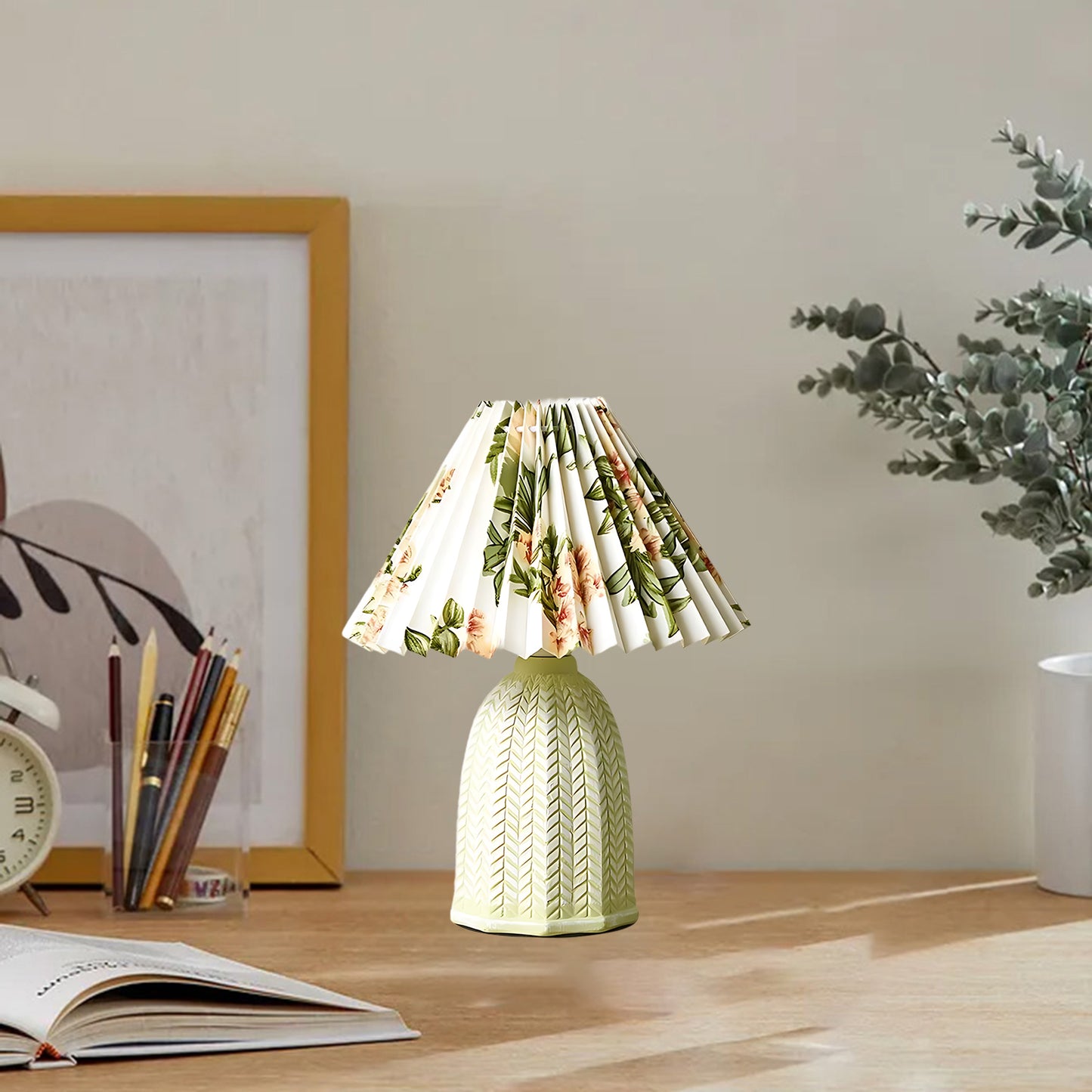 Pleated Vintage Clay Table Lamp