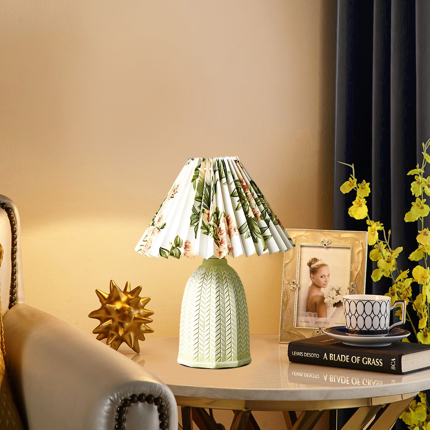 Pleated Vintage Clay Table Lamp