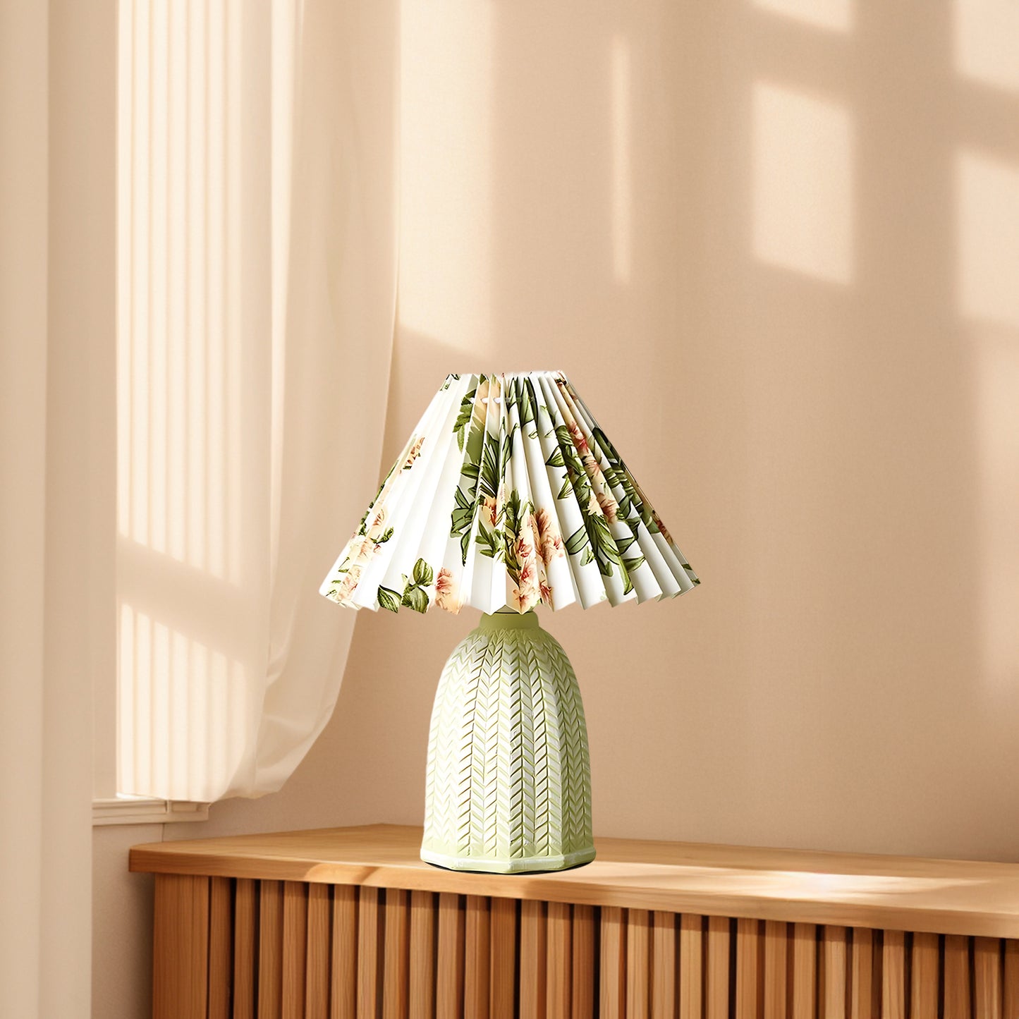 Pleated Vintage Clay Table Lamp