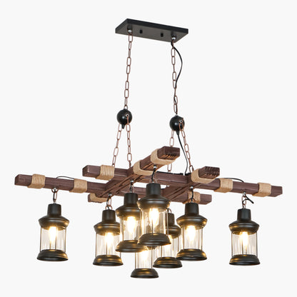 Vintage Wood Retro Crystal Chandeliers