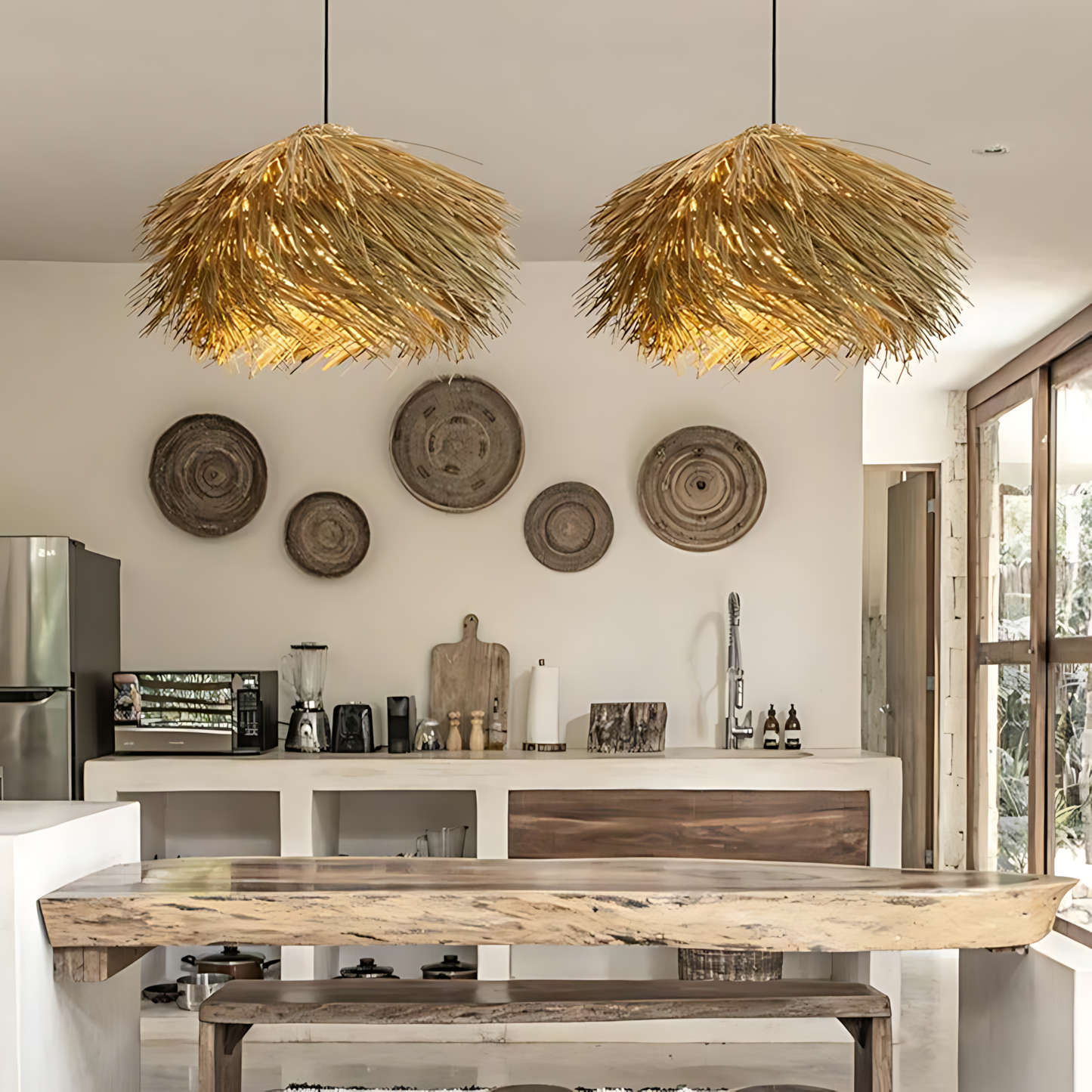 Wabi-Sabi Rattan Supper Pendant Lamp