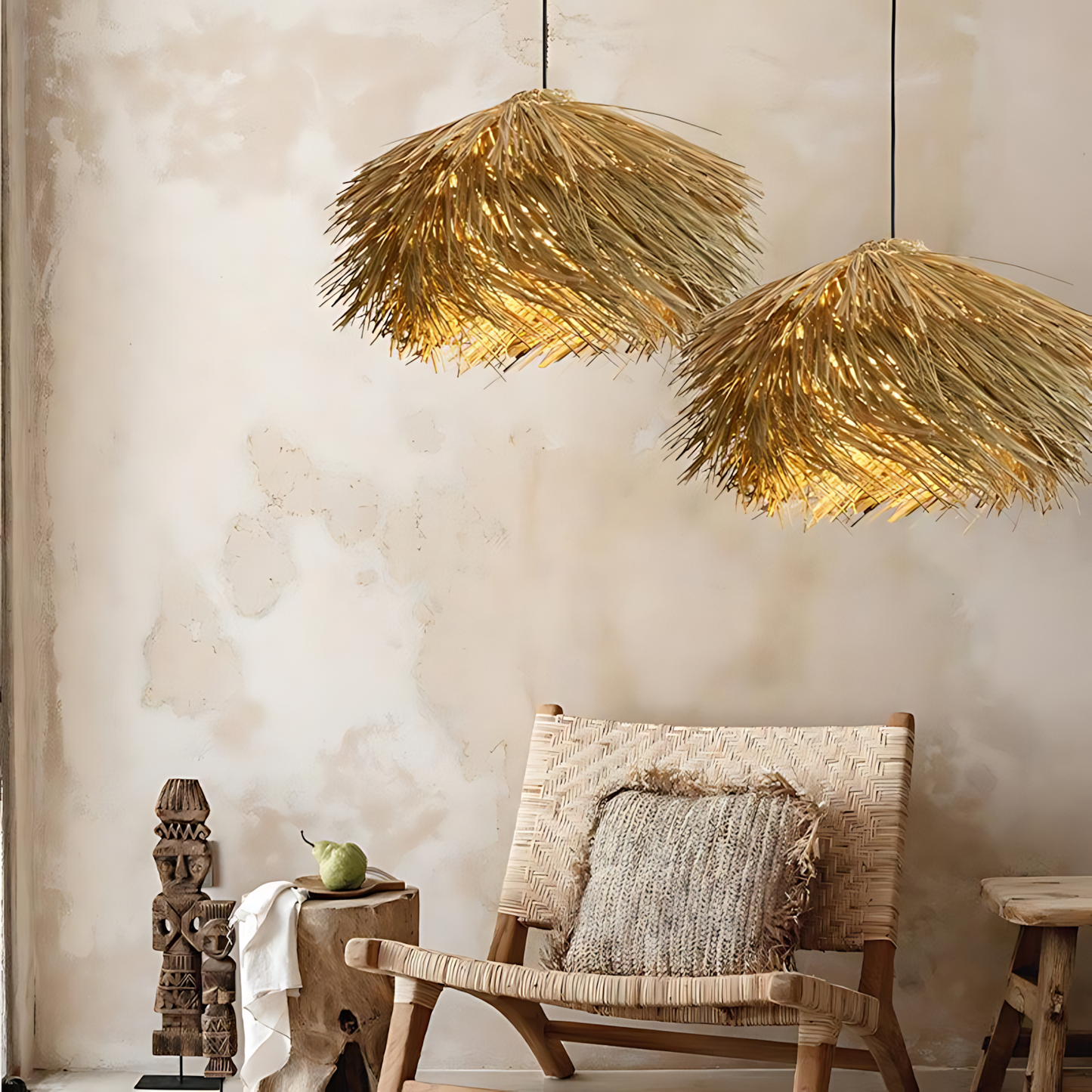 Wabi-Sabi Rattan Supper Pendant Lamp