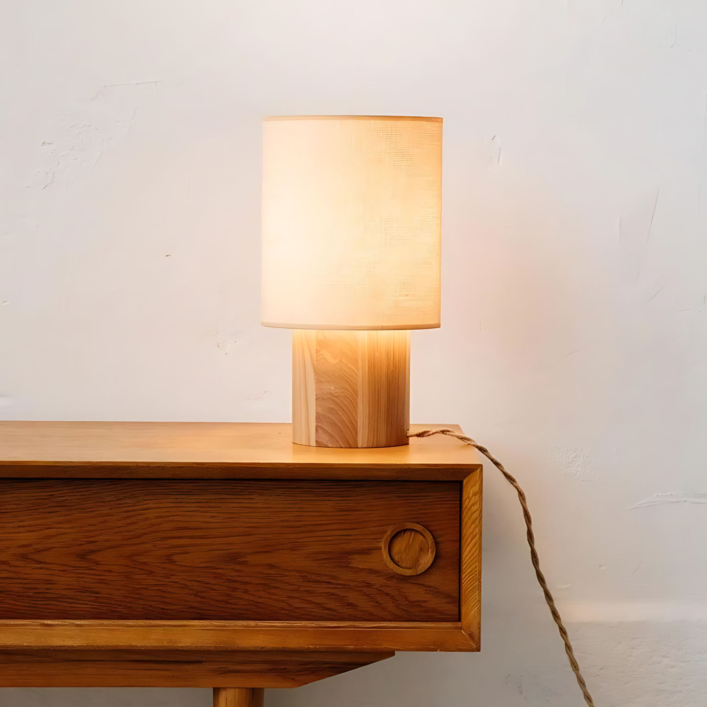 Wabi-Sabi Wood Nightstand Table Lamp