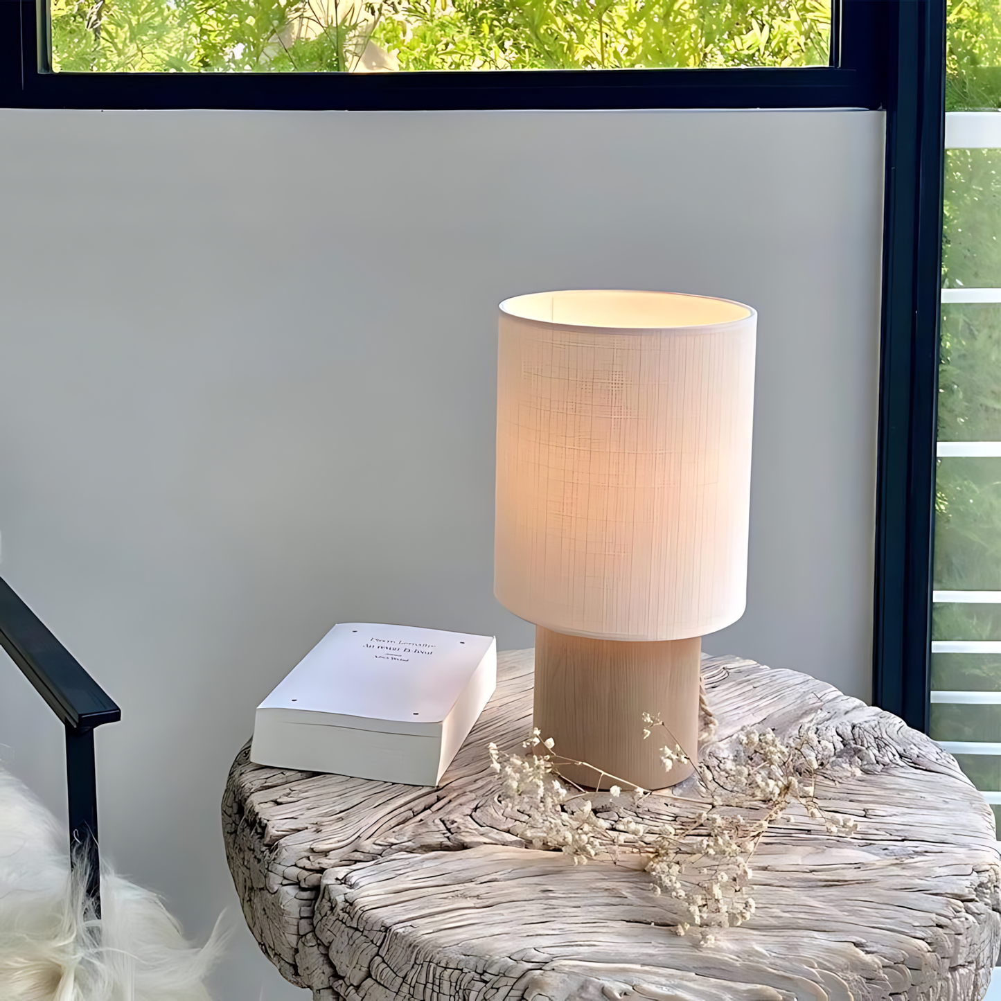 Wabi-Sabi Wood Nightstand Table Lamp