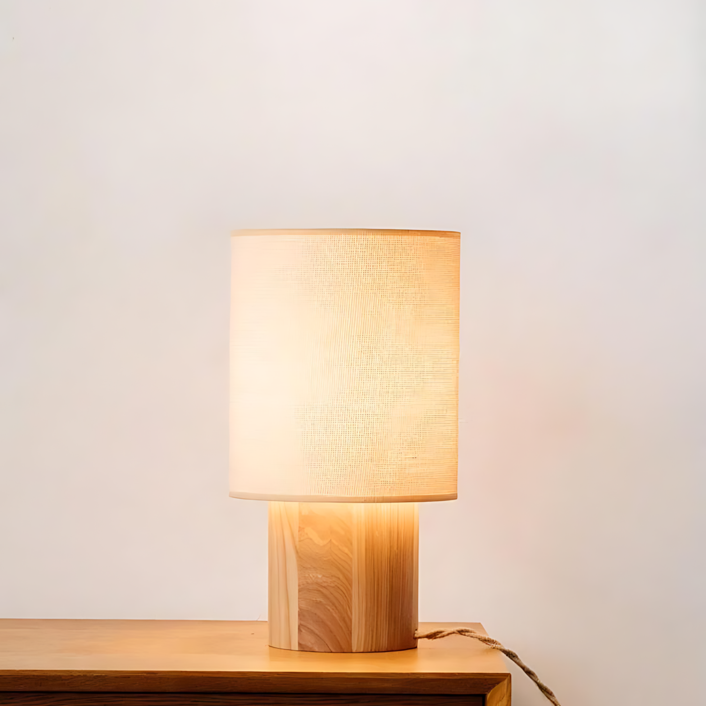 Wabi-Sabi Wood Nightstand Table Lamp