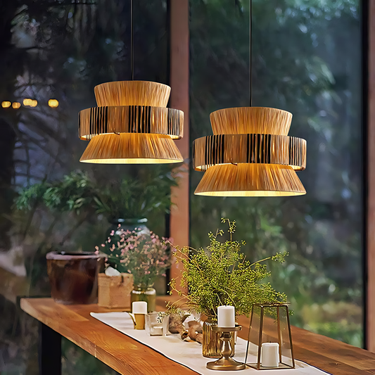 Wabi-Sabi Woven Cafe Pendant Lamp