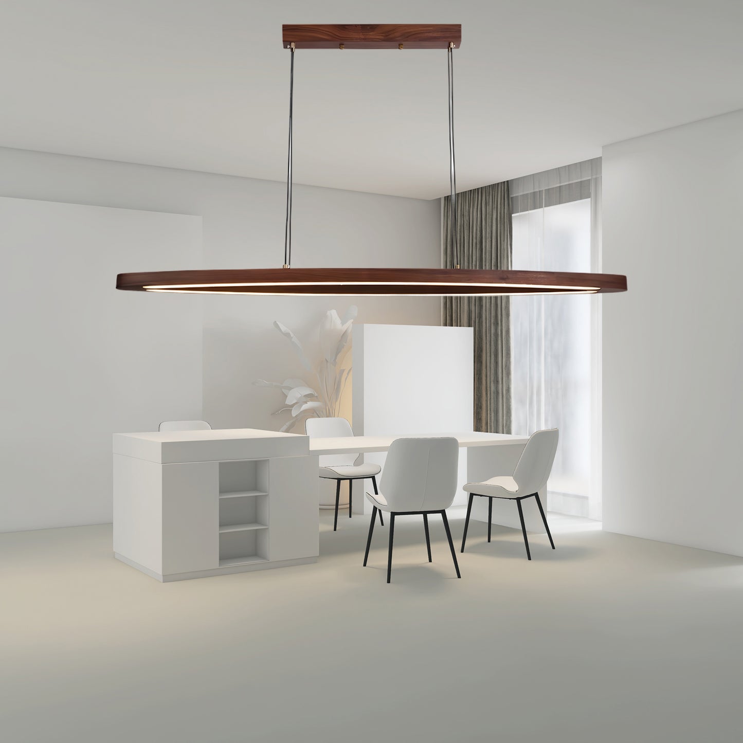 Walnut Arc Linear Modern Metal Pendant Lamp