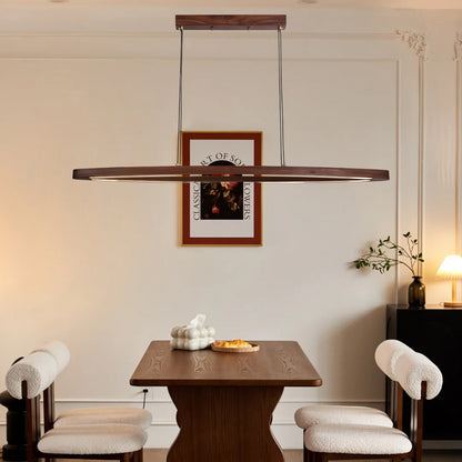 Walnut Arc Linear Modern Metal Pendant Lamp