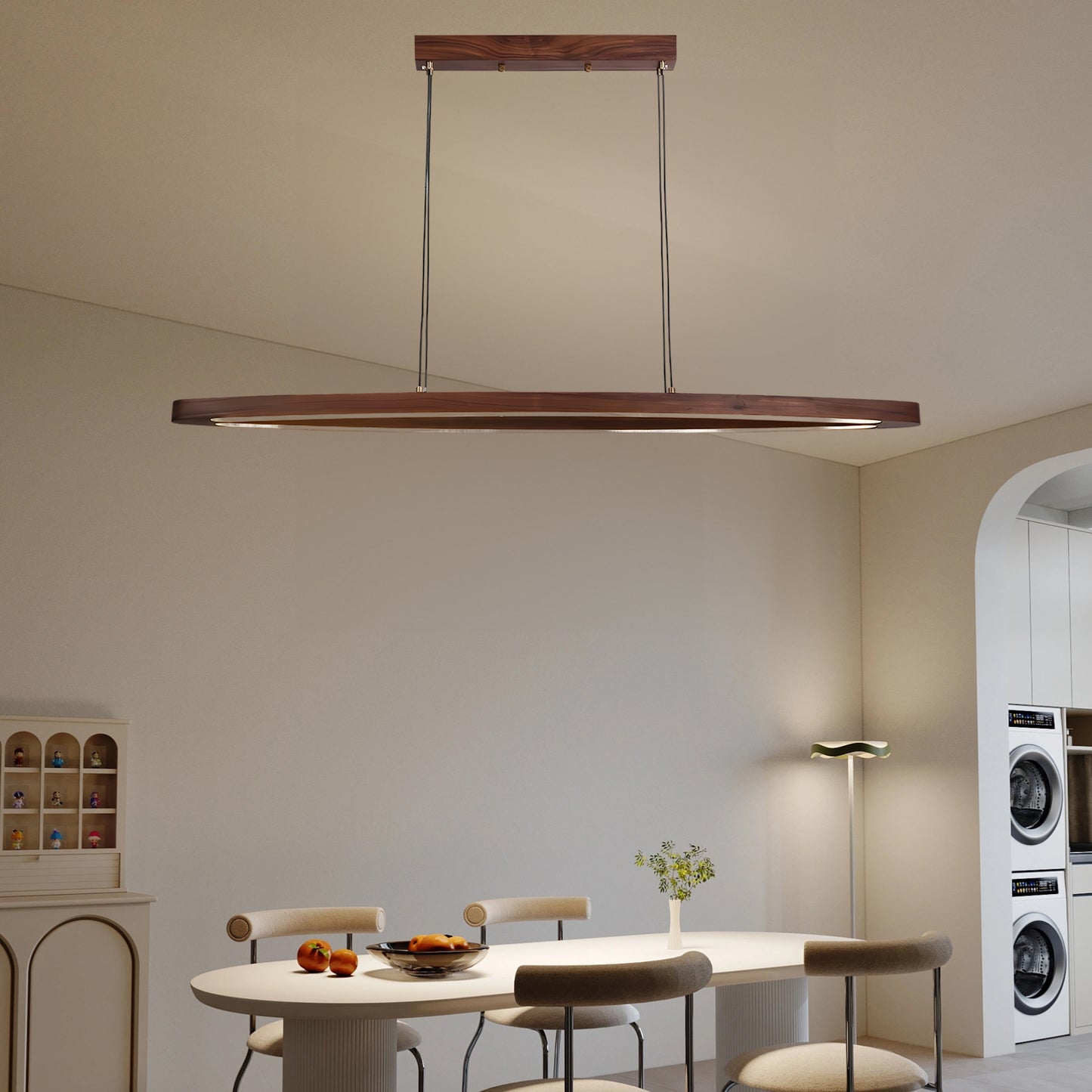 Walnut Arc Linear Modern Metal Pendant Lamp