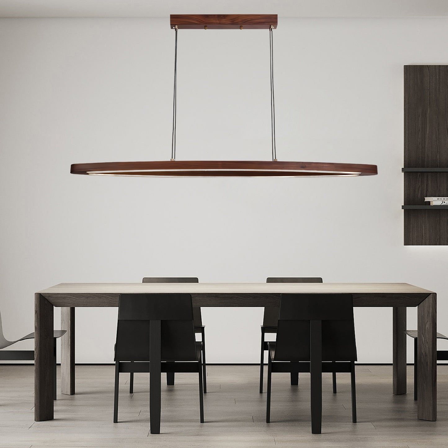 Walnut Arc Linear Modern Metal Pendant Lamp