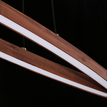 Walnut Arc Linear Modern Metal Pendant Lamp