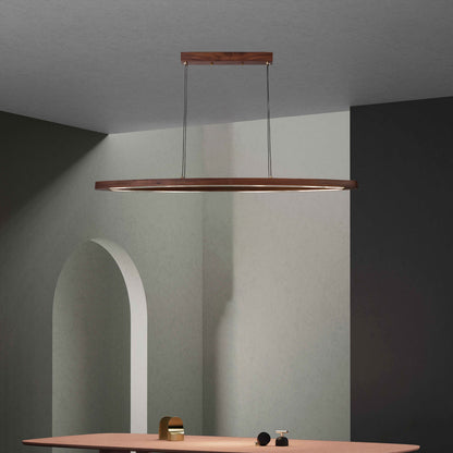 Walnut Arc Linear Modern Metal Pendant Lamp