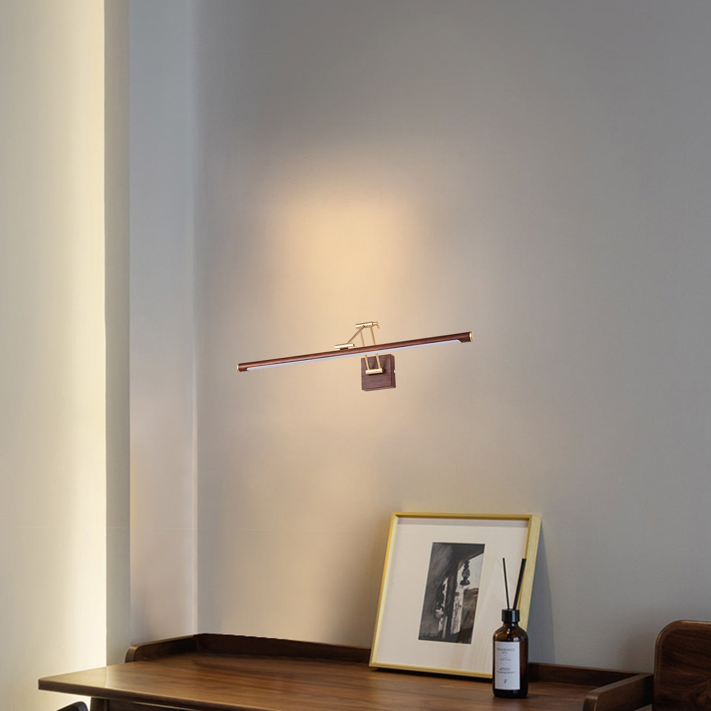 Walnut Color Linear Adjustable Modern Metal Wall Light