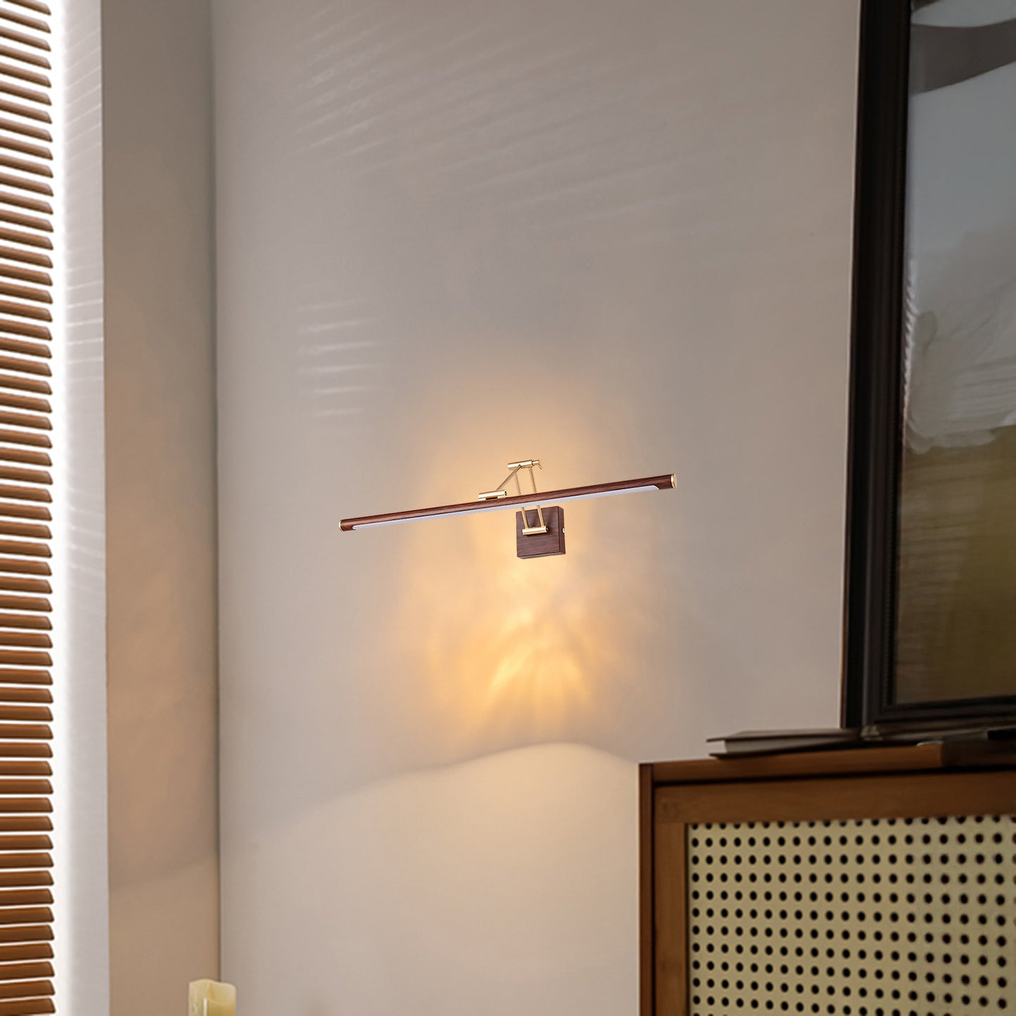 Walnut Color Linear Adjustable Modern Metal Wall Light