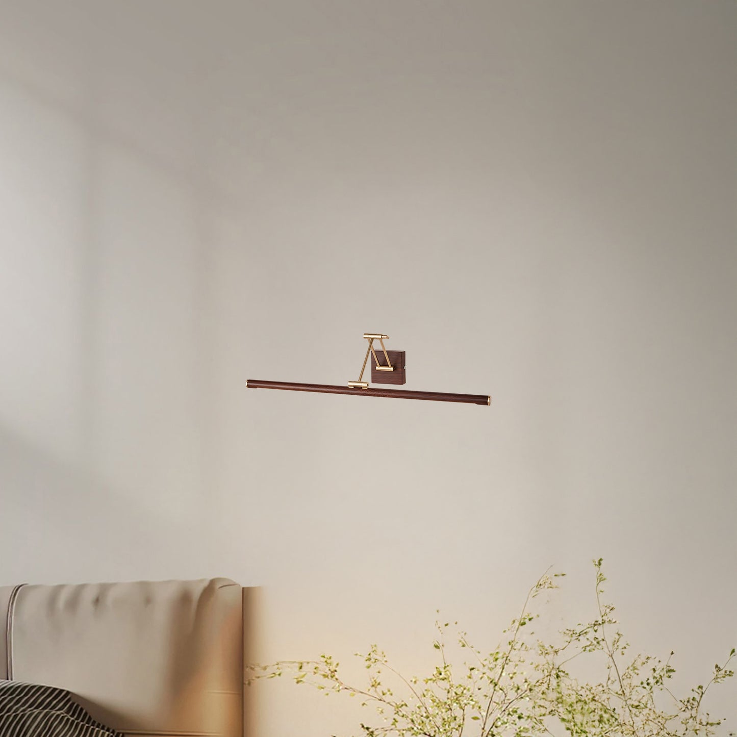 Walnut Color Linear Adjustable Modern Metal Wall Light