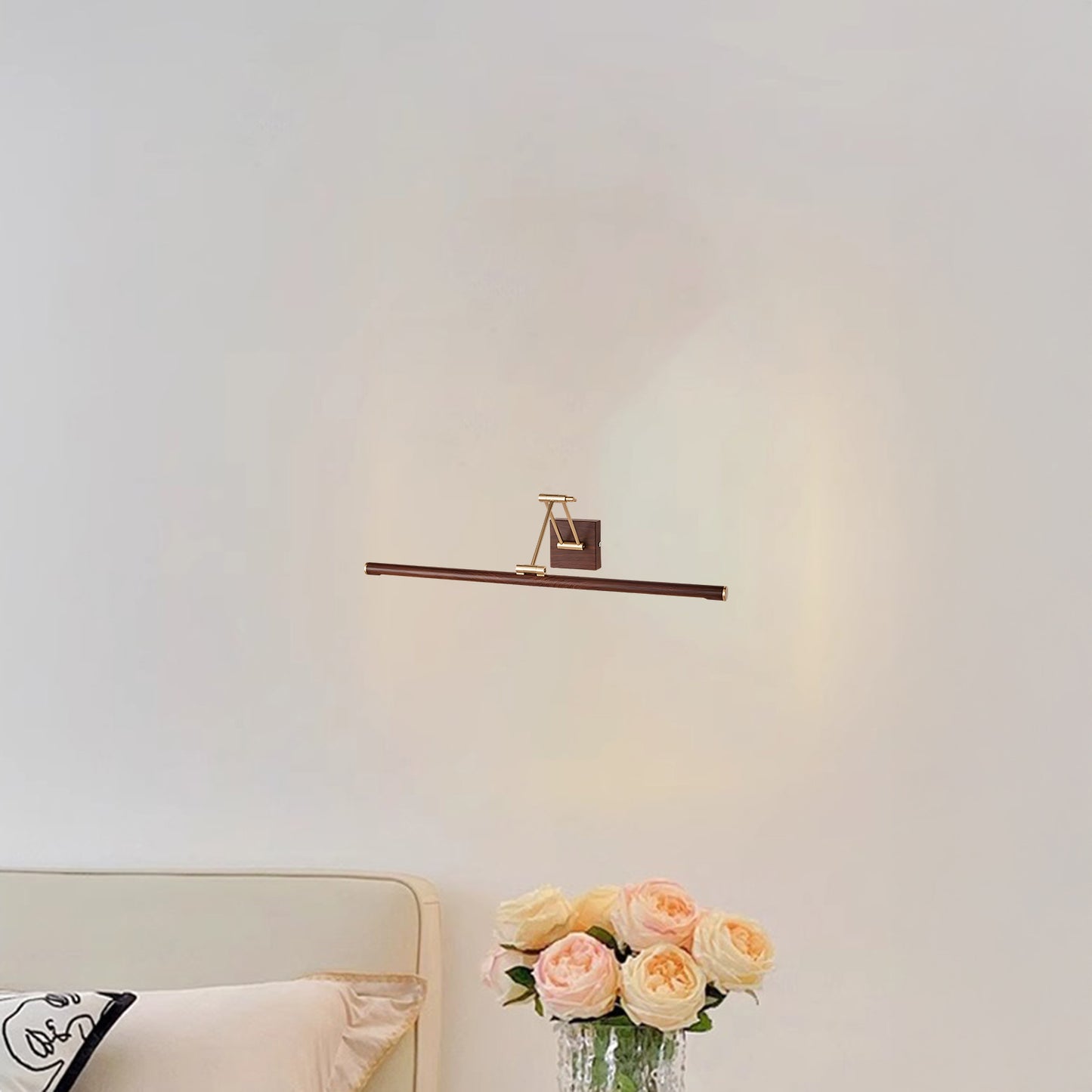 Walnut Color Linear Adjustable Modern Metal Wall Light