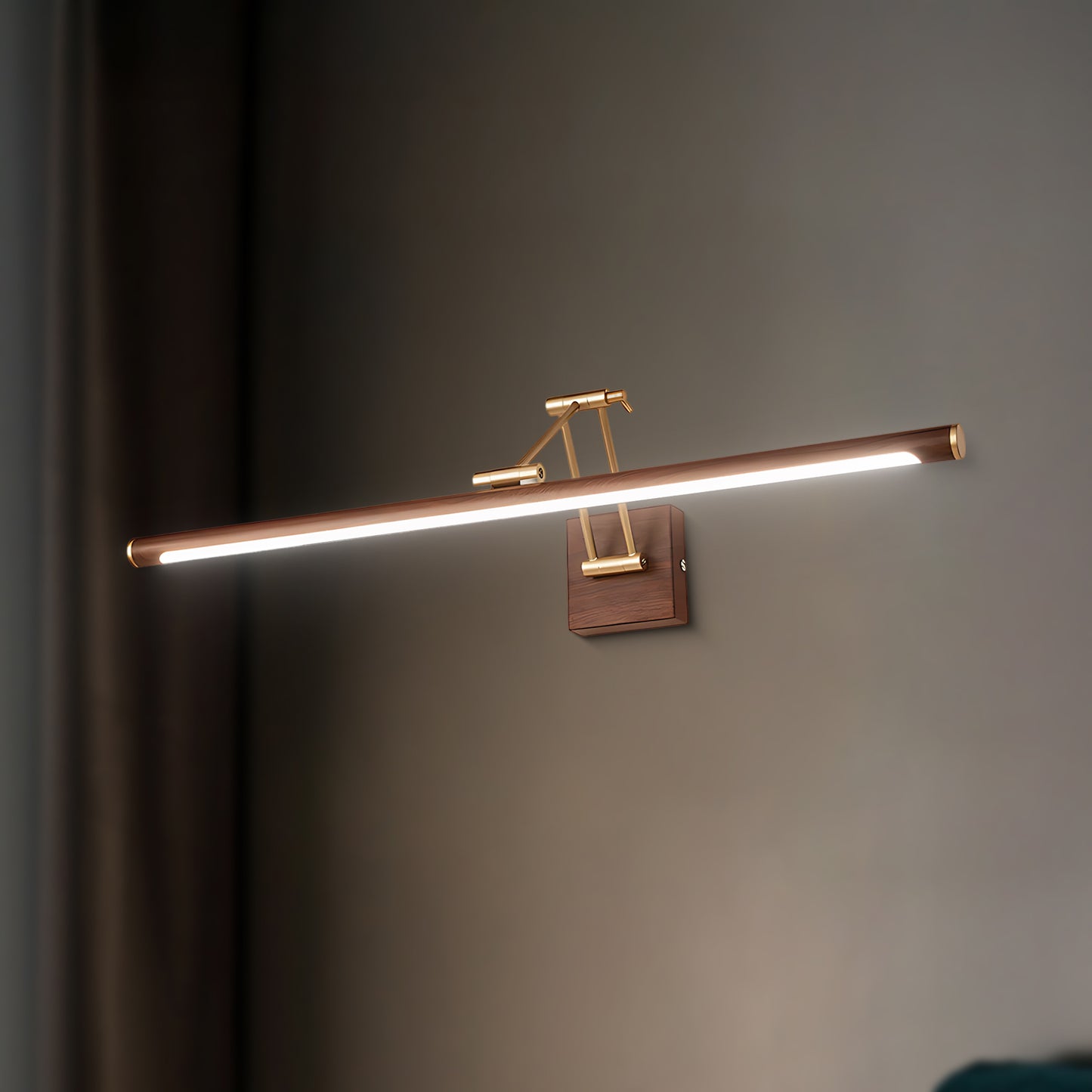 Walnut Color Linear Adjustable Modern Metal Wall Light