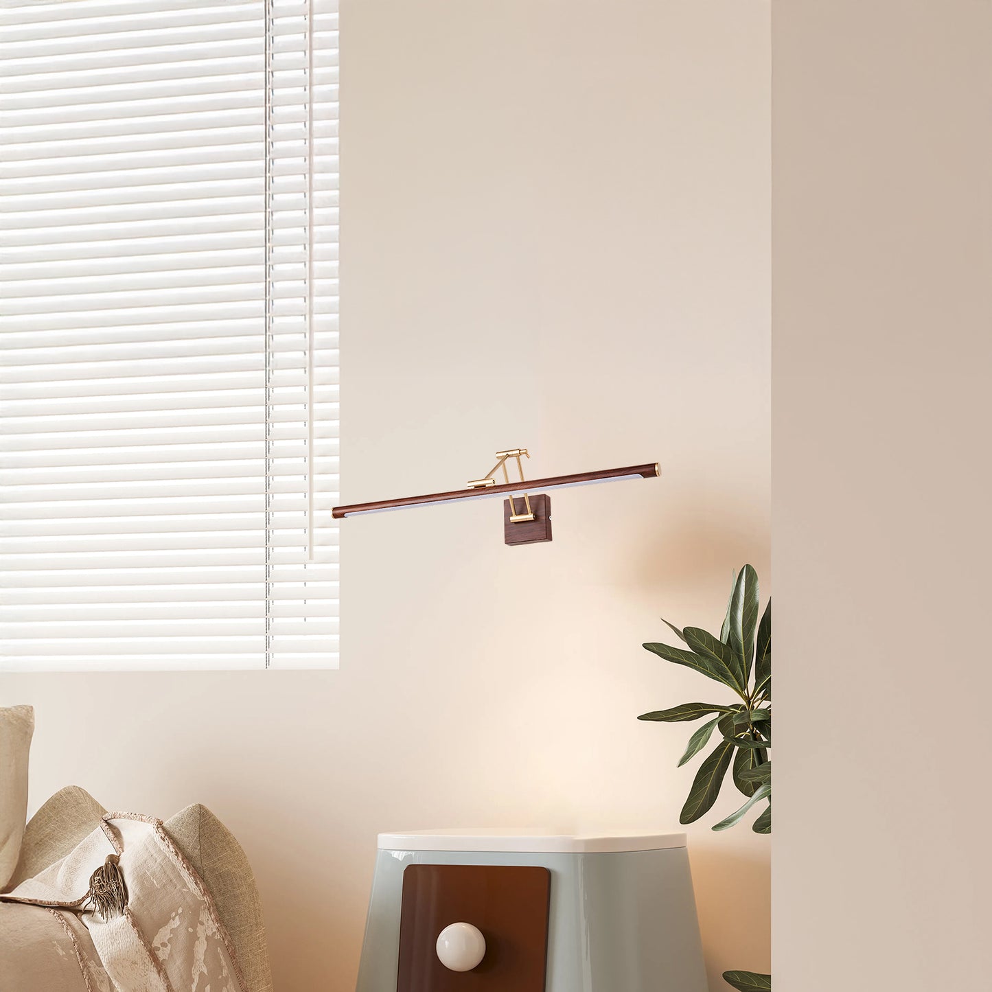 Walnut Color Linear Adjustable Modern Metal Wall Light