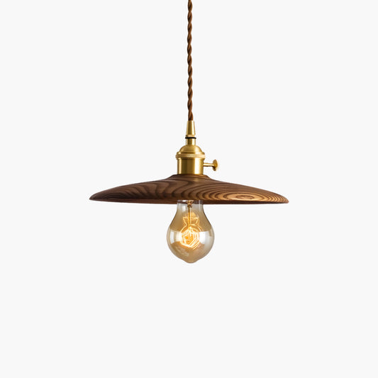 Walnut Conical Classic Brass Pendant Light