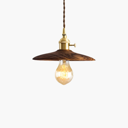 Walnut Conical Classic Brass Pendant Light