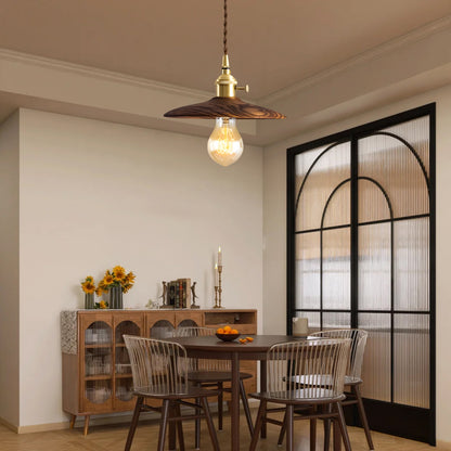 Walnut Conical Classic Brass Pendant Light