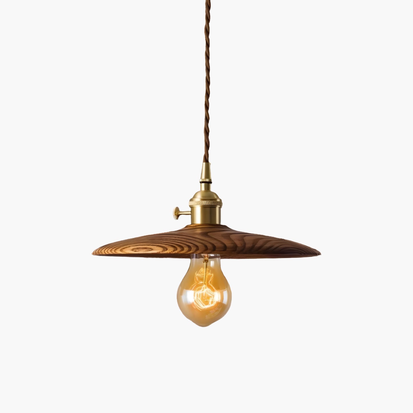 Walnut Conical Classic Brass Pendant Light