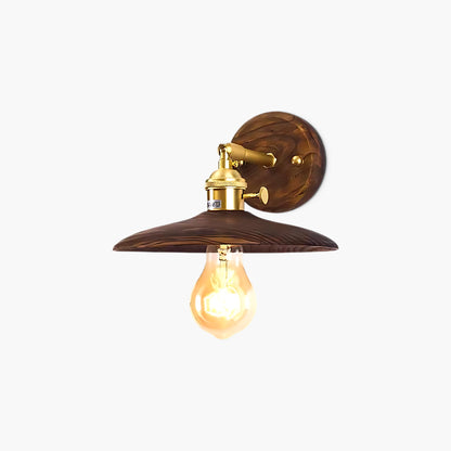 Walnut Flared Classic Brass Wall Light