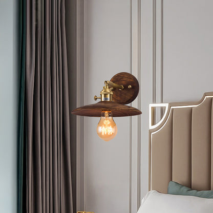 Walnut Flared Classic Brass Wall Light