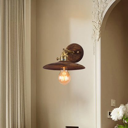 Walnut Flared Classic Brass Wall Light