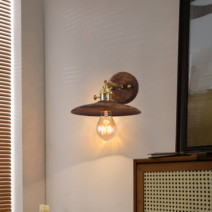 Walnut Flared Classic Brass Wall Light