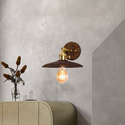 Walnut Flared Classic Brass Wall Light